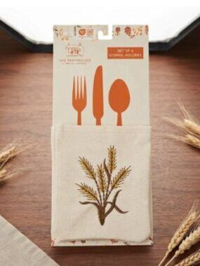 NIP Set of 4 CLOTH Utensil Holders FALL/WHEAT The Farmhouse Rachel Ashwell